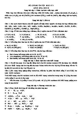Đề cương ôn tập học kì 1 môn Hóa học 8